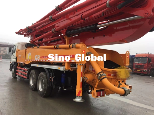 Camion rosso Sany 46m delle pompe per calcestruzzo della seconda mano con Isuzu Chassis