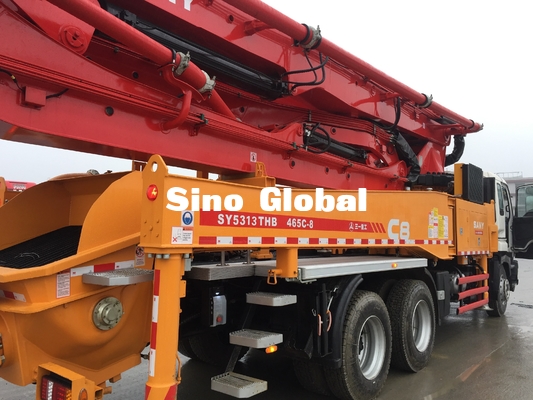 Camion rosso Sany 46m delle pompe per calcestruzzo della seconda mano con Isuzu Chassis
